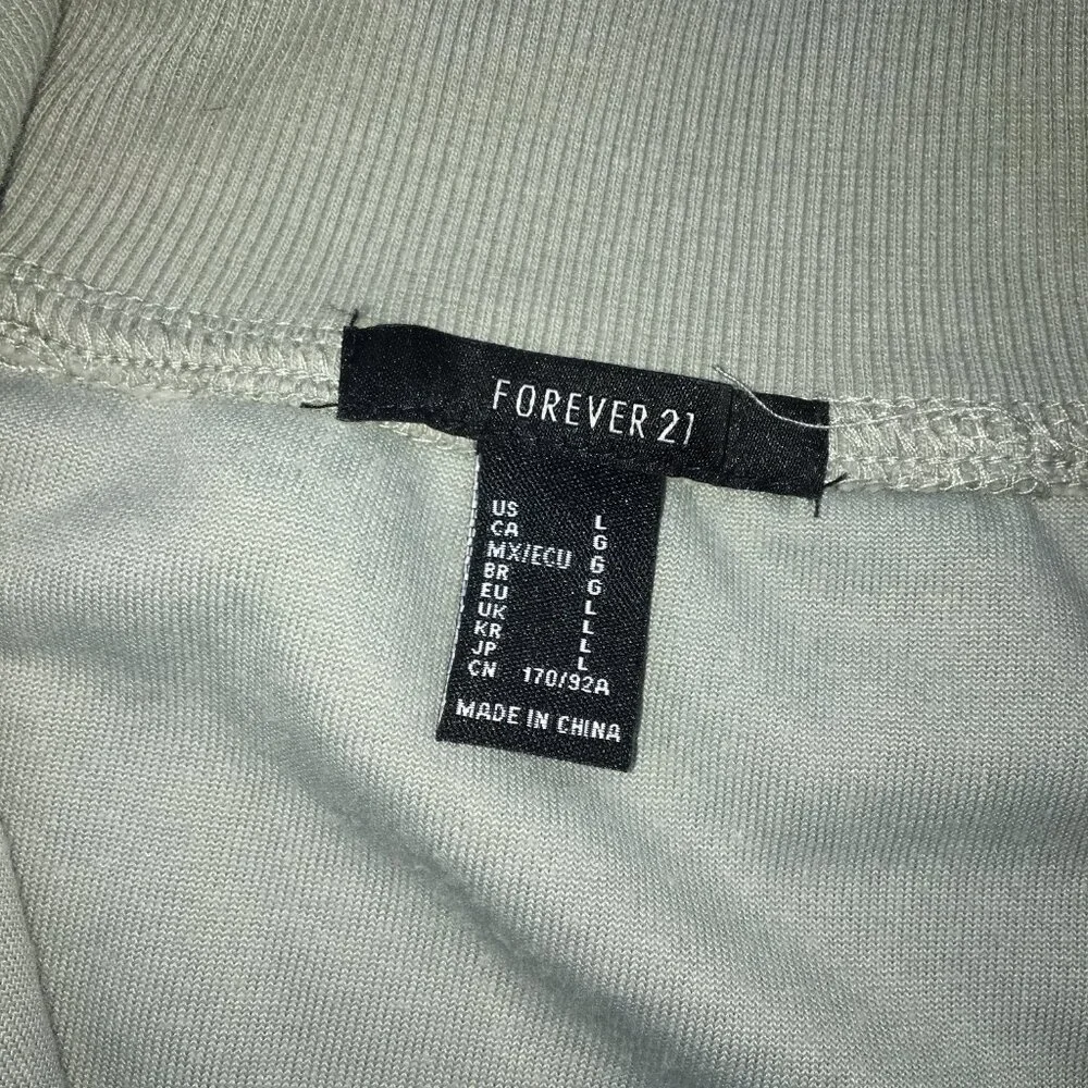 Forever 21 quarter zip cropped fleece sweatshirt olive green size large